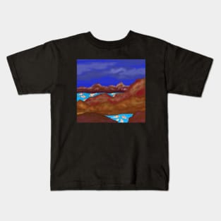 Koi Fish and Mountains (Square) Kids T-Shirt